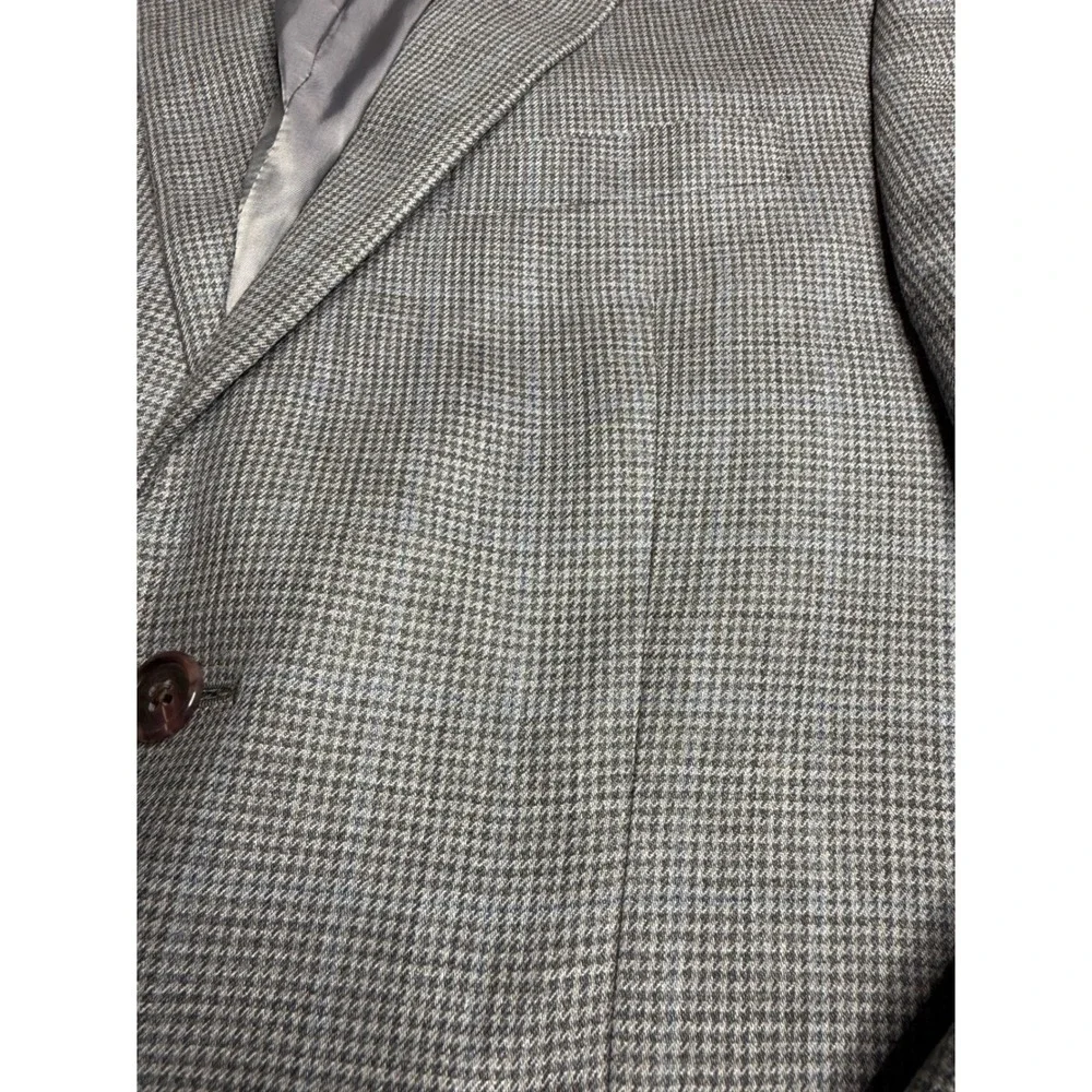 LAUREN Ralph Lauren Mens Blazer Sport Coat 38S Gray Blue Houndstooth Wool‎ Silk - Picture 3 of 12